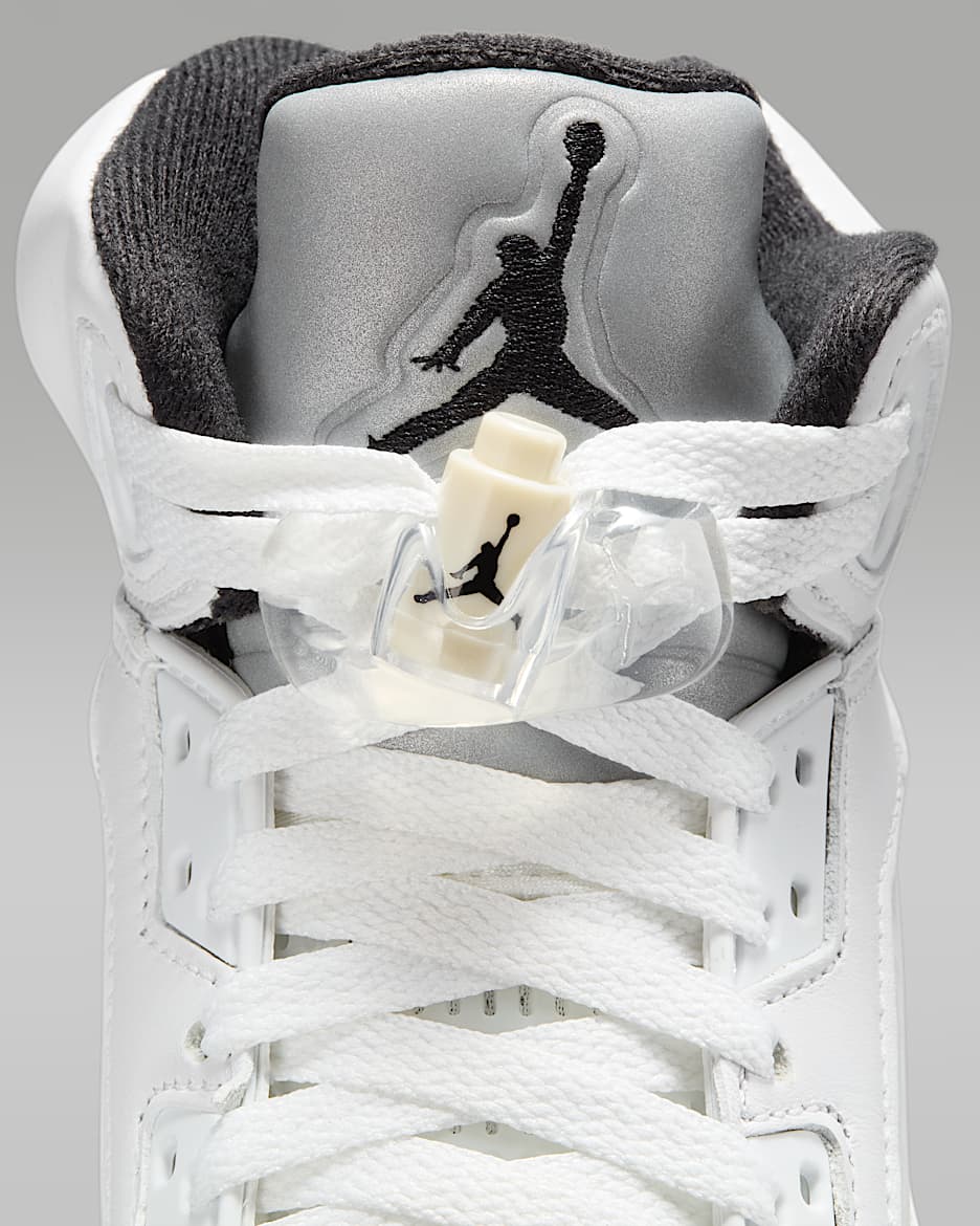 Air Jordan 5 Retro White and Black Big Kids Shoes. Nike